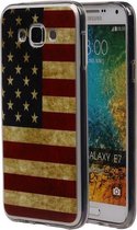 Amerikaanse Vlag TPU Cover Case voor Samsung Galaxy E7 Hoesje