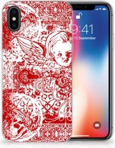 Geschikt voor iPhoneX | Xs TPU-siliconen Hoesje Design Angel Skull Red
