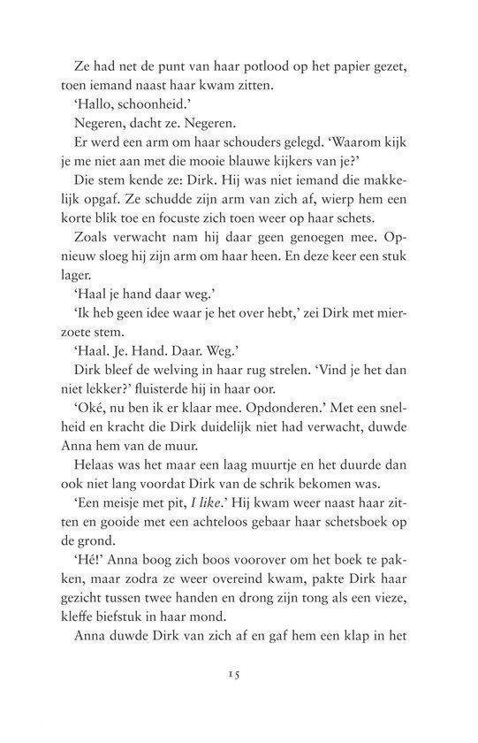 Pagina met tekst over Anna en Dirk, met nummer 15 onderaan.