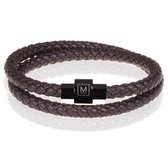 Memphis leren wrap armband Donkerbruin Zwart-20cm