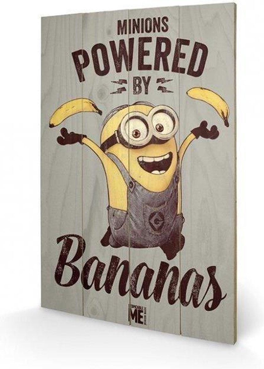 Merchandising MINIONS - Printing on wood 40X59 - Powered By Bananas