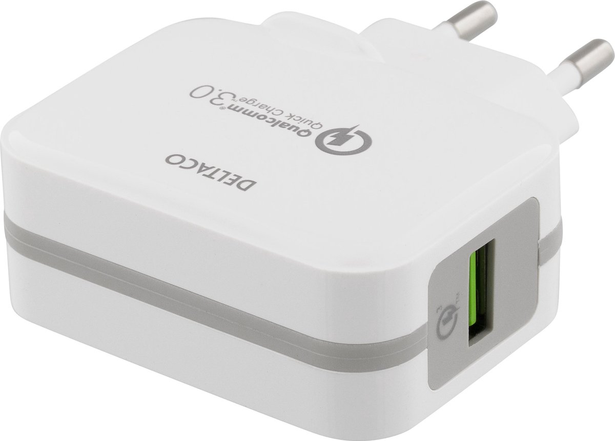 DELTACO USB-AC167EU USB wandlader - Qualcomm QuickCharge 3.0 - 19.5W