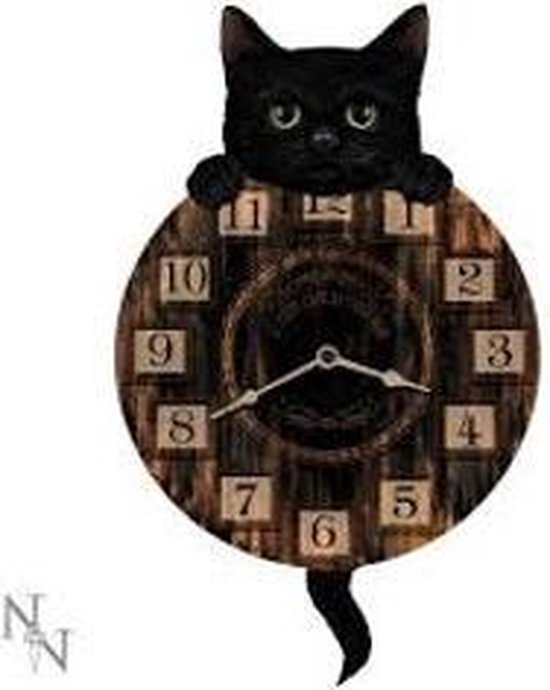 Zwarte kat klok | bol.com