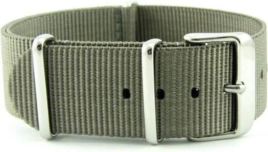 Premium Grey Nato strap 20mm - Horlogeband Grijs