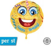 Folie ballon Happy Birthday Smiley, 45 cm