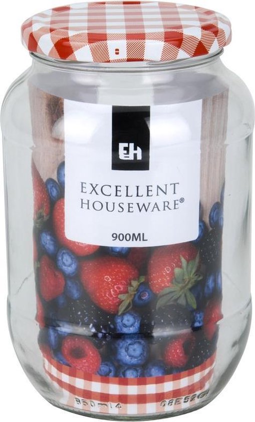 CapCro Set van 12 weckpotten met deksel, 435 ml, robuuste