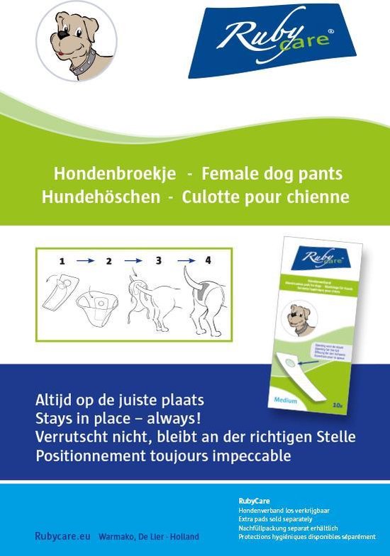 Demigreat Loopheidsbroek voor teven, 3 stuks, M, zeer absorberend, maandverband, hondenluiers voor honden, in grootte verstelbaar, groene bladeren