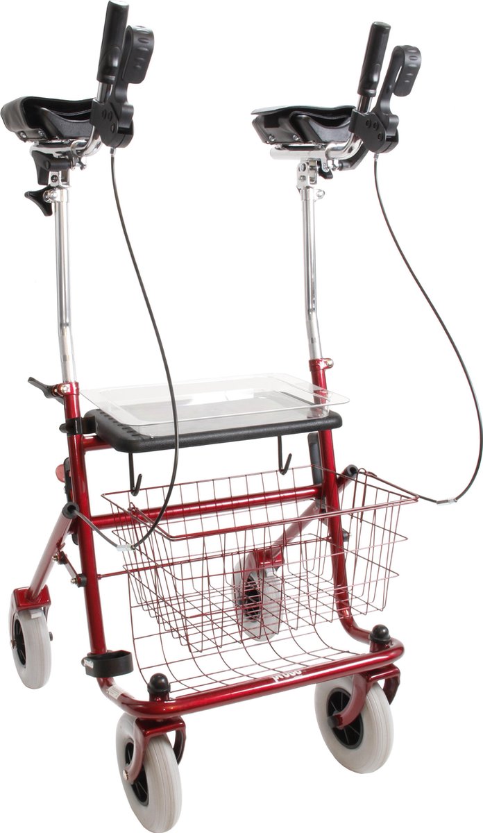 Goedkoopste Premis Provo - Rollator - 2de Generatie - Extra breed 50 CM - Voorzien van onderarmschalen - Metallic Rood