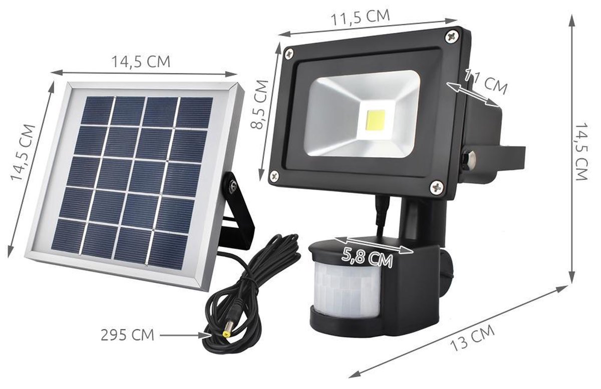 Heel boos Geroosterd modus Draadloze LED Schijnwerper - Solar - Met bewegingssensor - Zonne energie -  IP65 - Zwart | bol.com