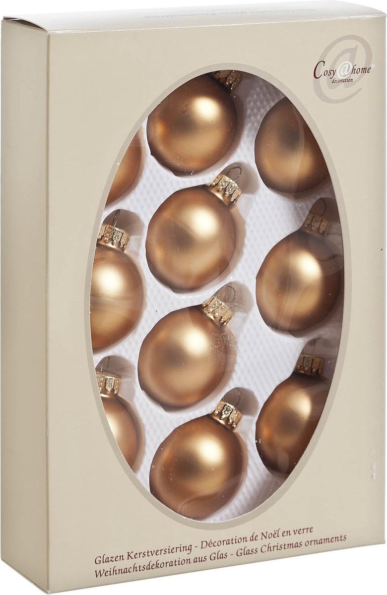 Cosy @ Home Kerstbal glas set 10 sienna goud 4,5cm