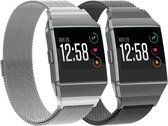 Milanees Bandjes Set Zilver en Zwart geschikt voor Fitbit Ionic – One size