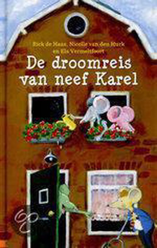 De droomreis van neef Karel, boekillustratie met muizen voor een huis.