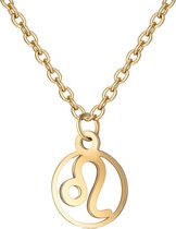 24/7 Jewelry Collection Leeuw Ketting - Cirkel - Sterrenbeeld - Horoscoop - Goudkleurig
