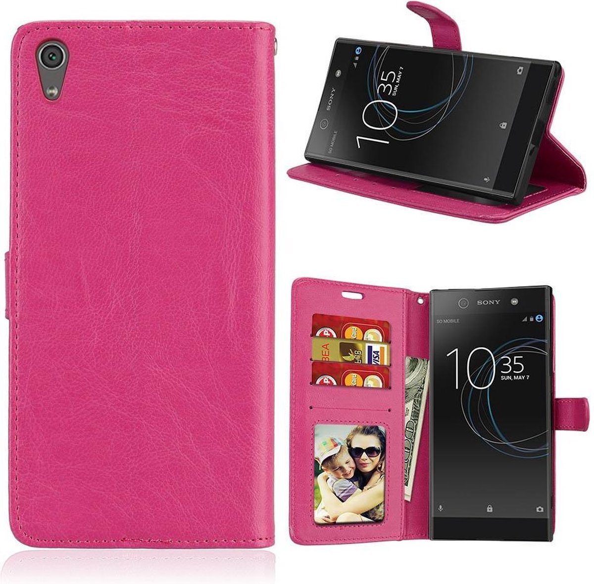 Sony Xperia XA1 Plus - Book case Portemonnee hoesje Roze