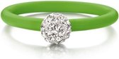 Colori 4 RNG00066 Siliconen Ring met Steen - Kristal Bal 6 mm - One-Size - Groen