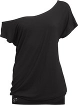Papillon T-shirt Off Shoulder - Dames Sportshirt - Zumba Kleding - Zwart - Dansshirt - Maat M