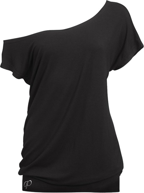 Papillon T-shirt Off Shoulder - Dames Sportshirt - Zumba Kleding - Zwart -  Dansshirt -... | bol.com