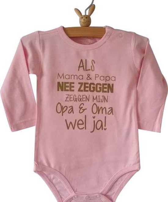 Baby liefste Bodytje roze meisje met tekst Als mama en papa nee