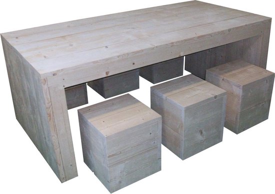 Xsteigerhout.nl - U tafel set van steigerhout -bouwpakket - Tafel met 6  hockers | bol.com