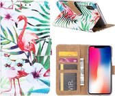 Xssive Hoesje voor Apple iPhone X - Book Case - Tropische Flamingo