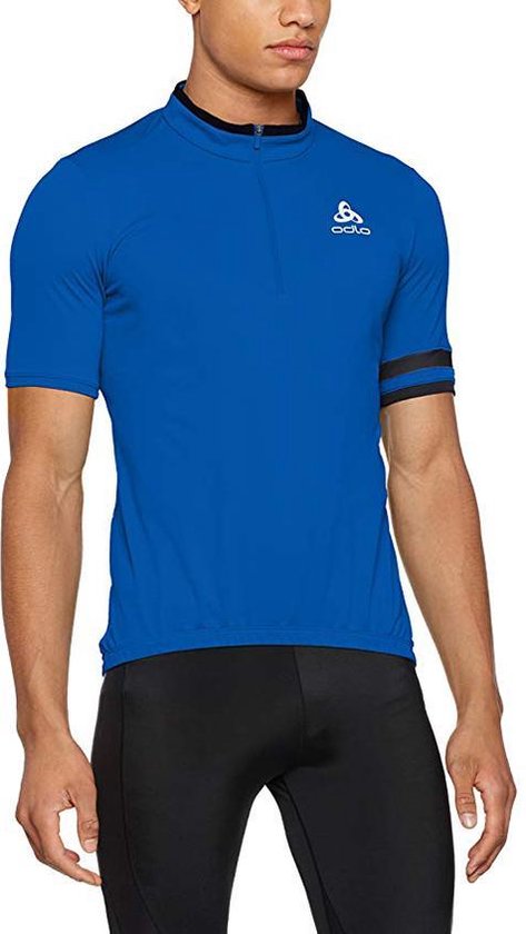 Odlo Stand-Up Collar – Heren Fietsshirt – ½ Rits – Korte mouw – Blauw maat  XL 54/56 | bol.com