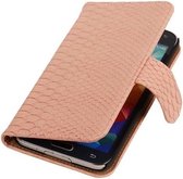 Samsung Galaxy S5 (Plus) - Slang Roze Bookstyle Wallet Hoesje
