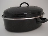 Emaille ovale braadpan - 32 cm - 4 l - zwart