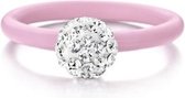 Colori 4 RNG00050 Siliconen Ring met Steen - Kristal Bal 8 mm - One-Size - Licht Roze