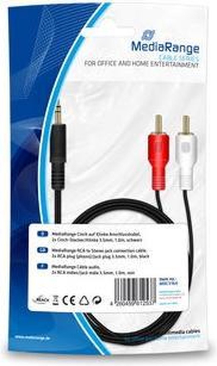 MediaRange Cinch Anschlusskabel 2x Chinch-Stecker 3.5mm 1m
