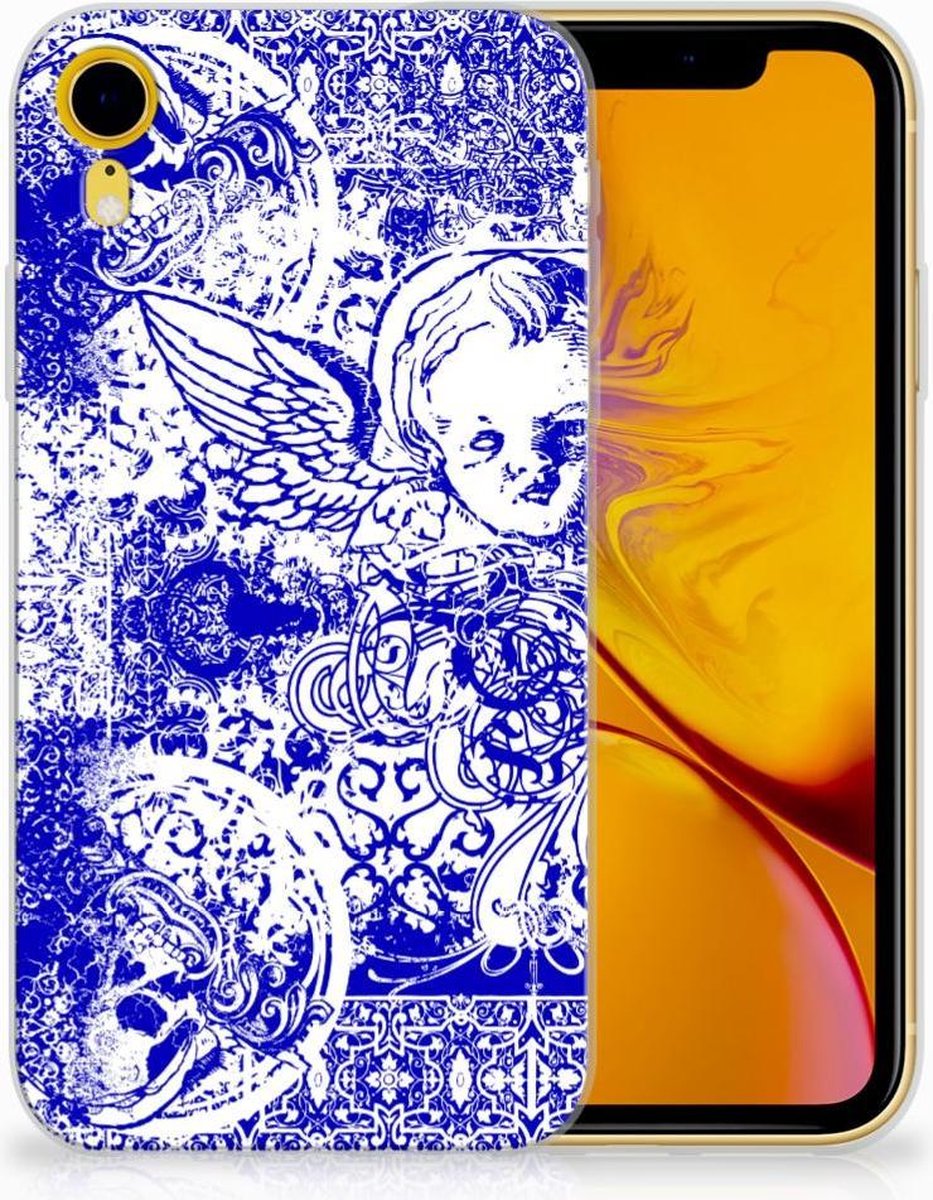 Silicone Back Case Apple iPhone Xr Angel Skull Blauw