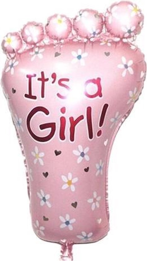 Grote XL roze voet ballon its a girl voor geboorte meisje 79 cm