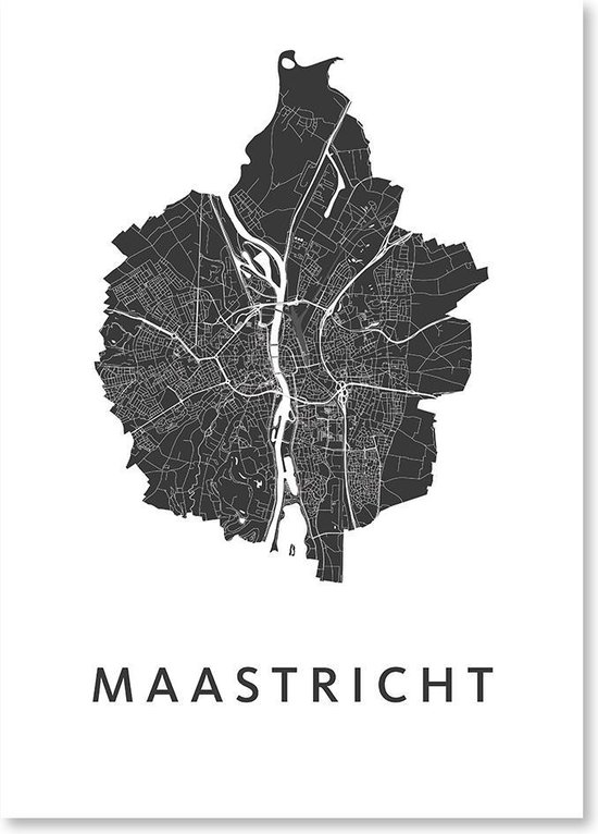 kaart maastricht bol.| Kunst In Kaart Maastricht   Stadskaart Poster A3   Wit