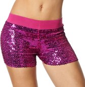 Wilbers - Jaren 80 & 90 Kostuum - Hotpants Pailletten Roze Vrouw - roze - Maat 42 - Carnavalskleding - Verkleedkleding