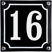 Numéro de maison en émail noir - 16