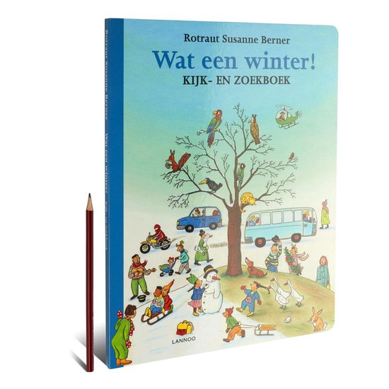 Boekcover 'Wat een winter!', kijk- en zoekboek met winterse taferelen.