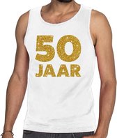 50 Jaar glitter tanktop / mouwloos shirt wit heren S