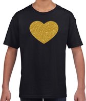 Gouden hart t-shirt zwart kids - kids shirt Gouden hart 146/152