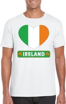Ierland hart vlag t-shirt wit heren L