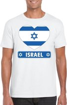T-shirt drapeau Israël coeur blanc homme 2XL
