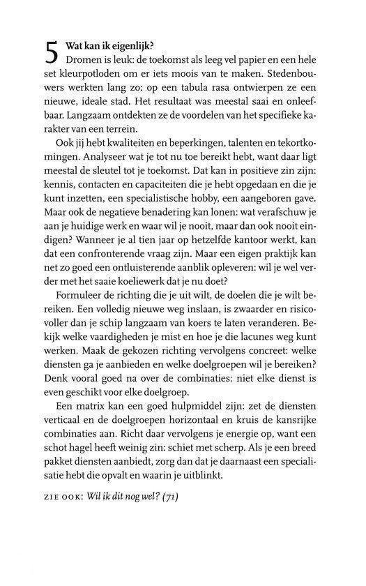 Tekstpagina met kop 'Wat kan ik eigenlijk?' en een alinea over stedebouw.