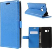 Litchi Cover wallet case hoesje HTC One M9 blauw