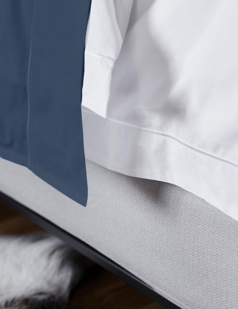 SENZA DONNA 100% Katoen Percaline Laken met Cordonrand 150x250 cm RAFBLAUW