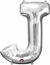 Letter J ballon zilver 86 cm