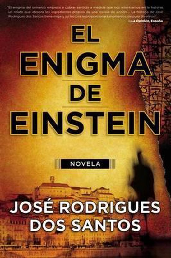 Couverture de livre avec le titre 'El Enigma de Einstein' et une image de ville.
