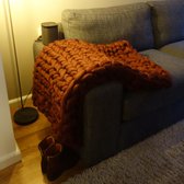 NATUREL BRUIN 100 x 150 cm - Wollen deken / woondeken / plaid XXL merino wol