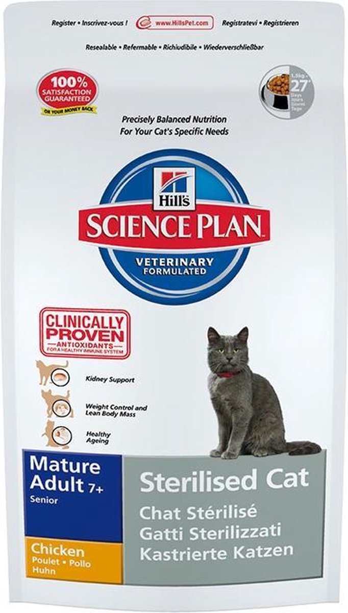 Hill's Science Plan Feline Sterilised Cat - Mature Adult 7+ - Kip - Kattenvoer - 1,5 kg