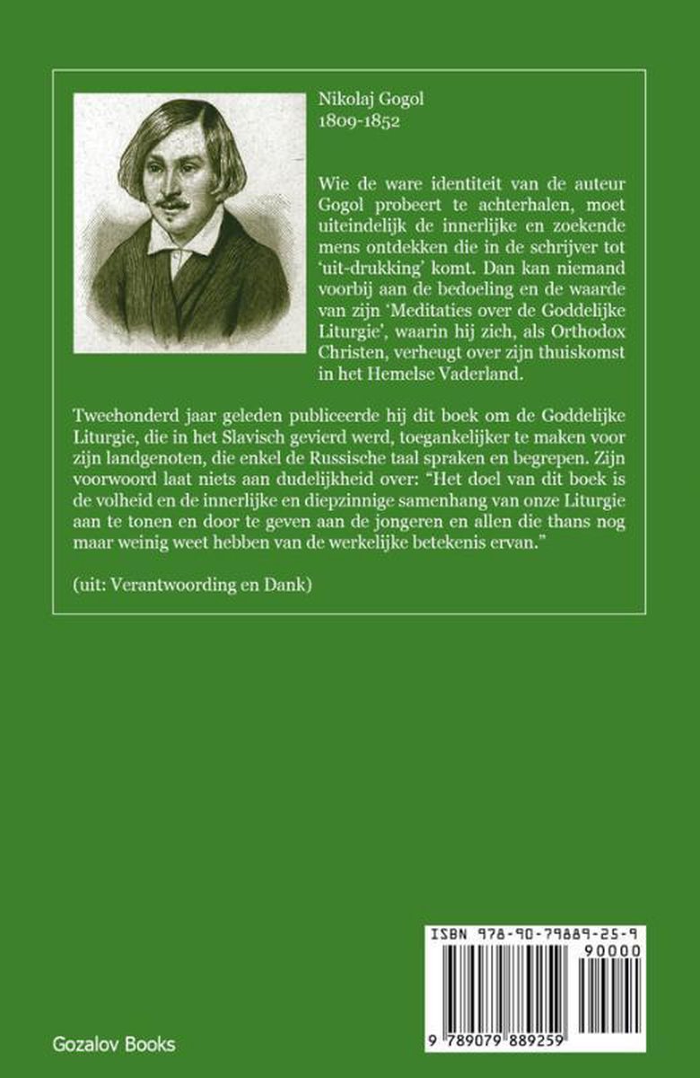 Boekomslag met portret van Nikolaj Gogol en tekst in het Nederlands.
