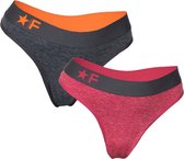 Funderwear 2-pack String Rood/Zwart Melange maat XS