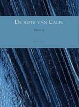 Boekomslag 'De rots van Calpe' met abstracte blauwe en witte patronen.