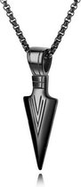 Heren Ketting met Kettinghanger - Mendes® - Zwart - 55cm - Viking Arrow Mannen Ketting  ✓ 100% Edelstaal ✓ In 3 uitvoeringen